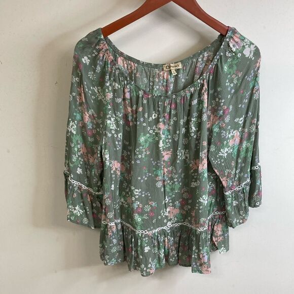DEMOCRACY L Ditsy Floral Print Blouse Top - Picture 1 of 10